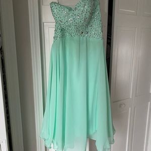 Women’s strapless, beaded dress, Mint Green, XS/S